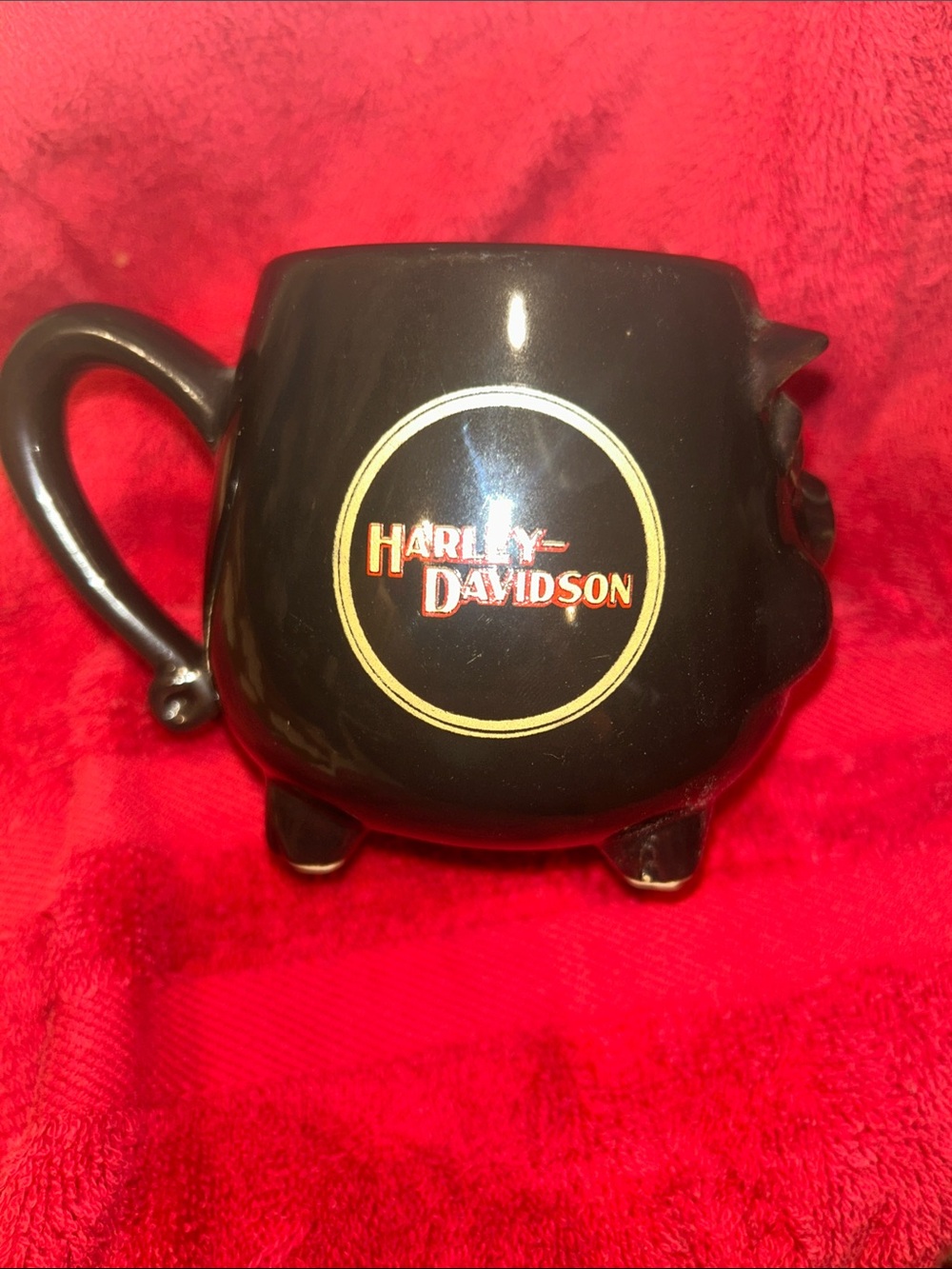 Harley-Davidson Black Hog Glazed Ceramic Mug with Logo 1983